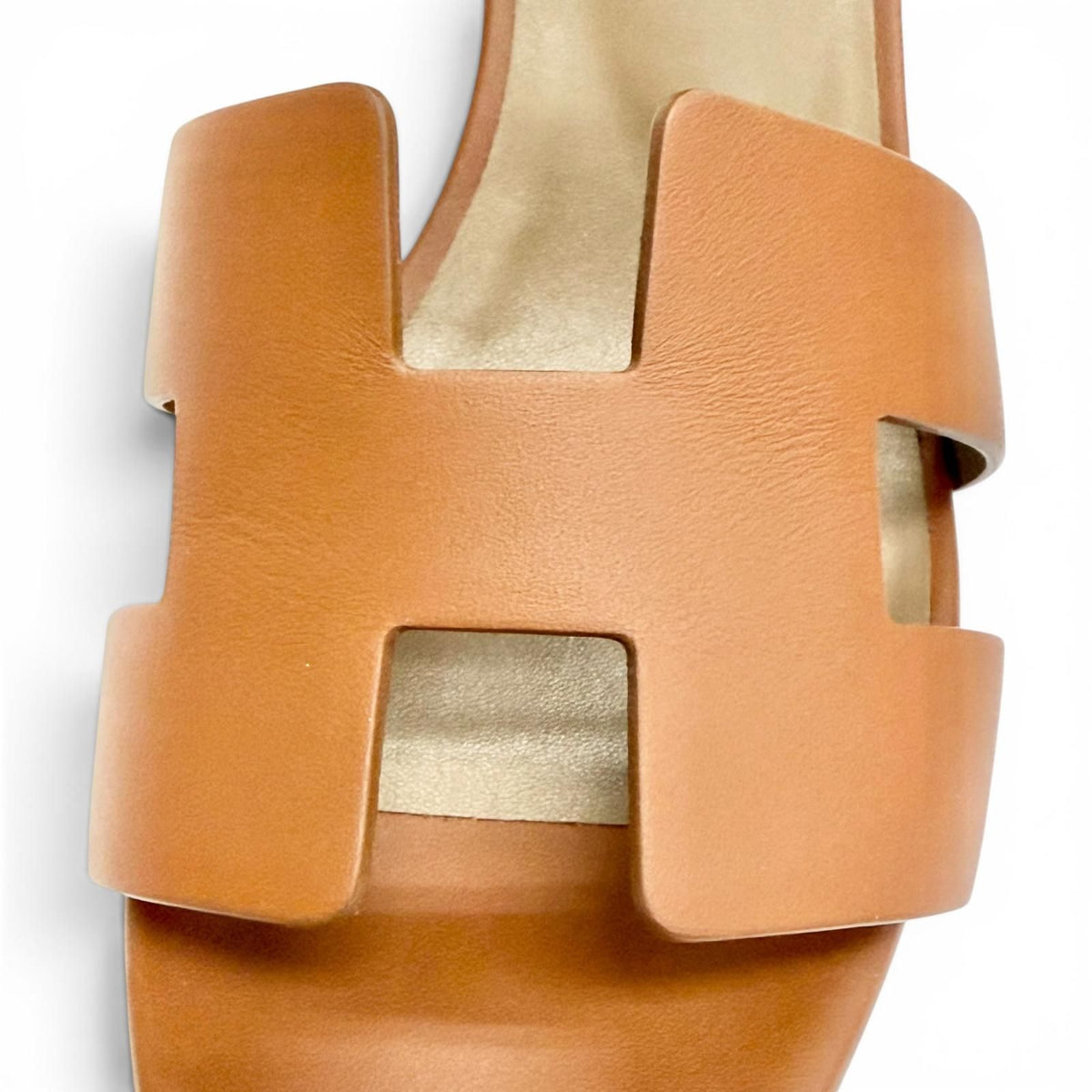 Hermes Legend H Logo Ankle Strap Leather Wedge Sole Sandals Brown — view 8