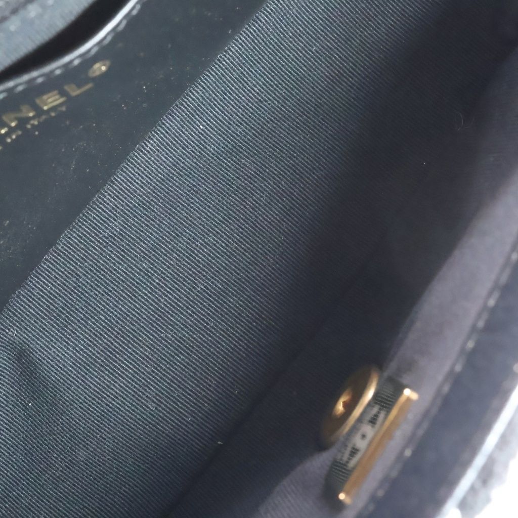 Chanel Mini Quilted 20 Tweed Chain Shoulder Bag Gold Black — view 8