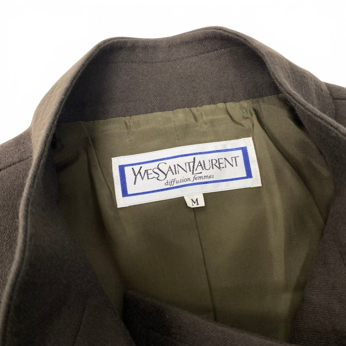 Saint Laurent Double Breasted Jacket Short Coat Dark Green Wool M — view 8