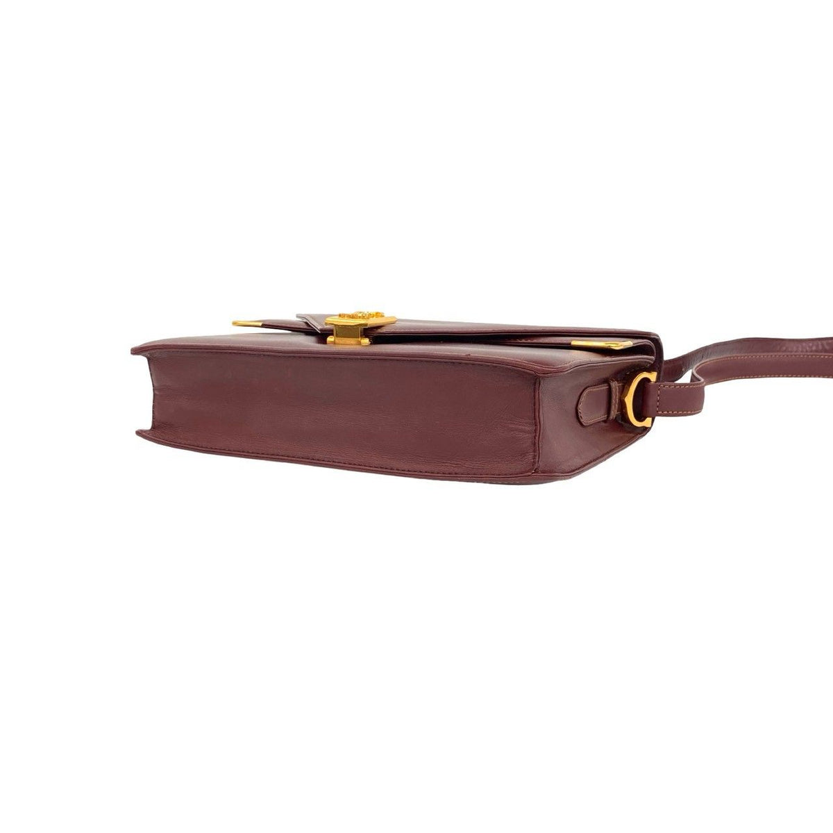 Cartier Vintage Must Line Leather Shoulder Bag Pochette Wine Red Bordeaux — view 8