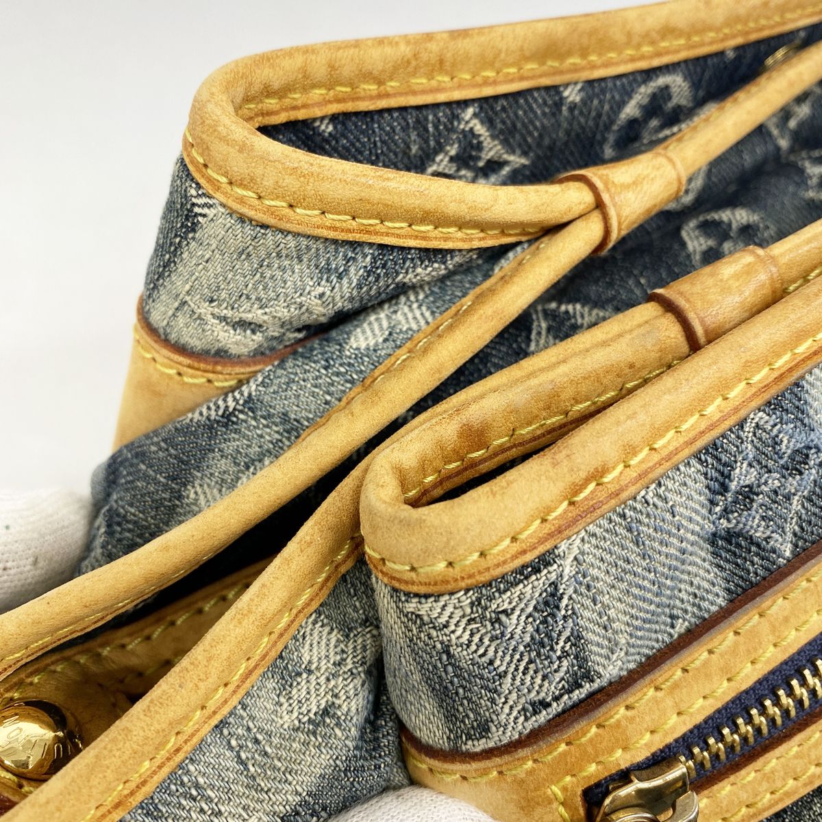Louis Vuitton Shoulder Bag Monogram Denim Portier MM Blue — view 8