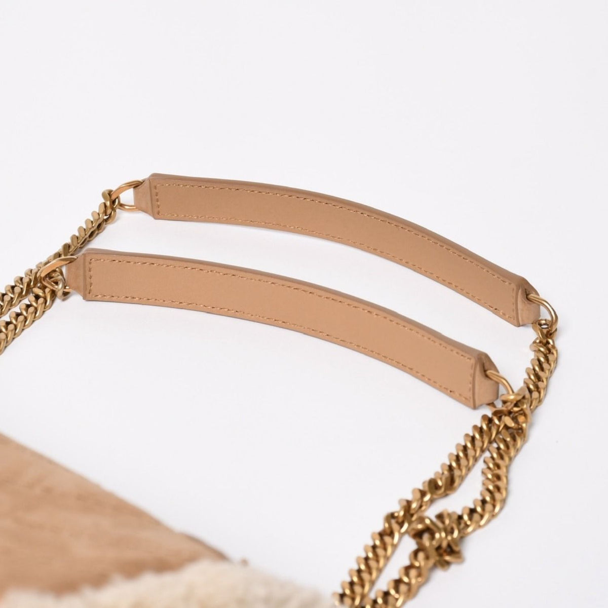 Saint Laurent Niki Shearling Shoulder Bag Brown Beige Gold — view 8