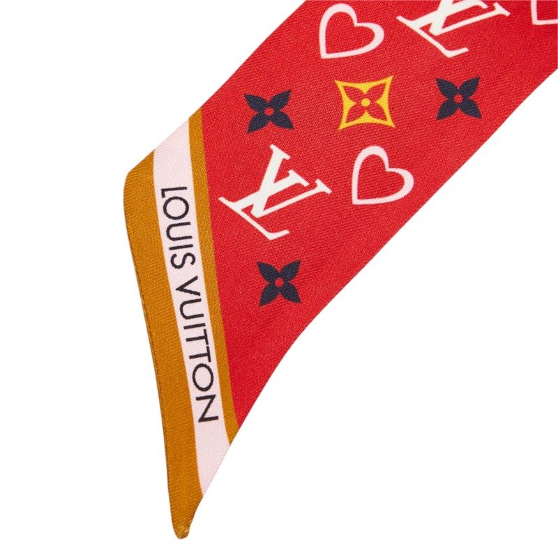 Louis Vuitton Monogram Bandeau BB My True LV Scarf Narrow Red White — view 3
