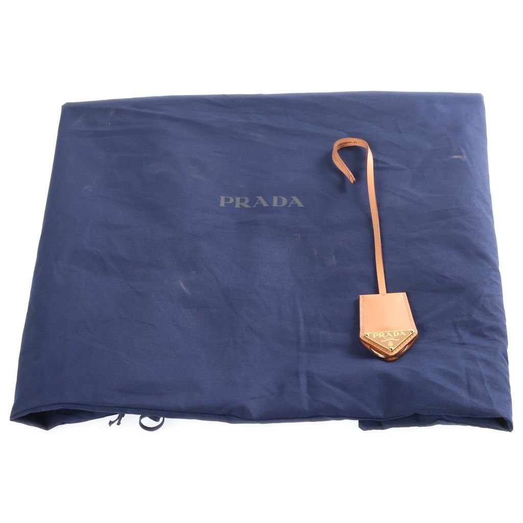 Prada Jardiniere Linen Blend Tote Bag Ivory Leather Gold — view 8