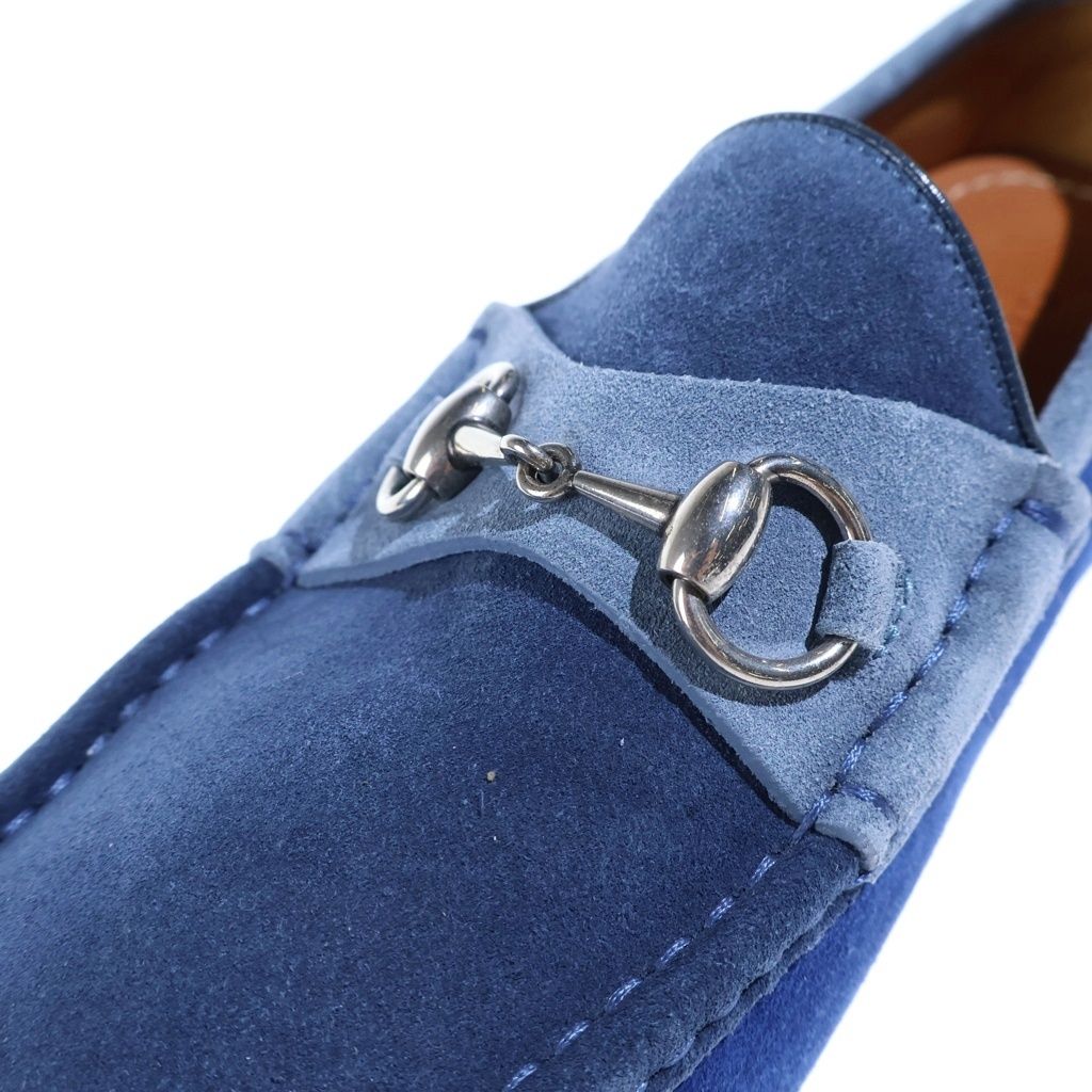 Gucci Horsebit Suede Driving Shoes Blue — view 6