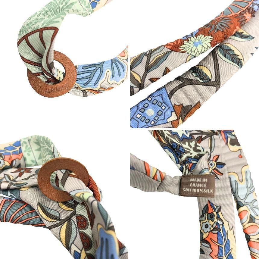 Hermes Petit H Silk Long Necklace Fleurs Et Papillons de Tissus Flower Blooming — view 3