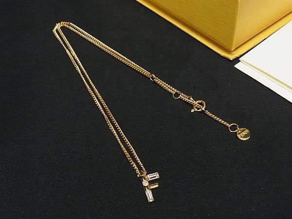 Fendi Necklace Fendi First Gold Metal Rhinestone Pendant — view 6
