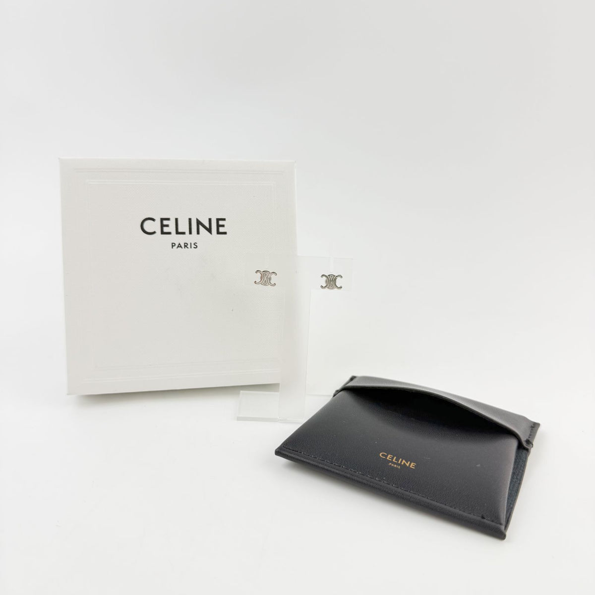 Celine Triomphe Studs Earrings Plated Silver Vintage — view 4
