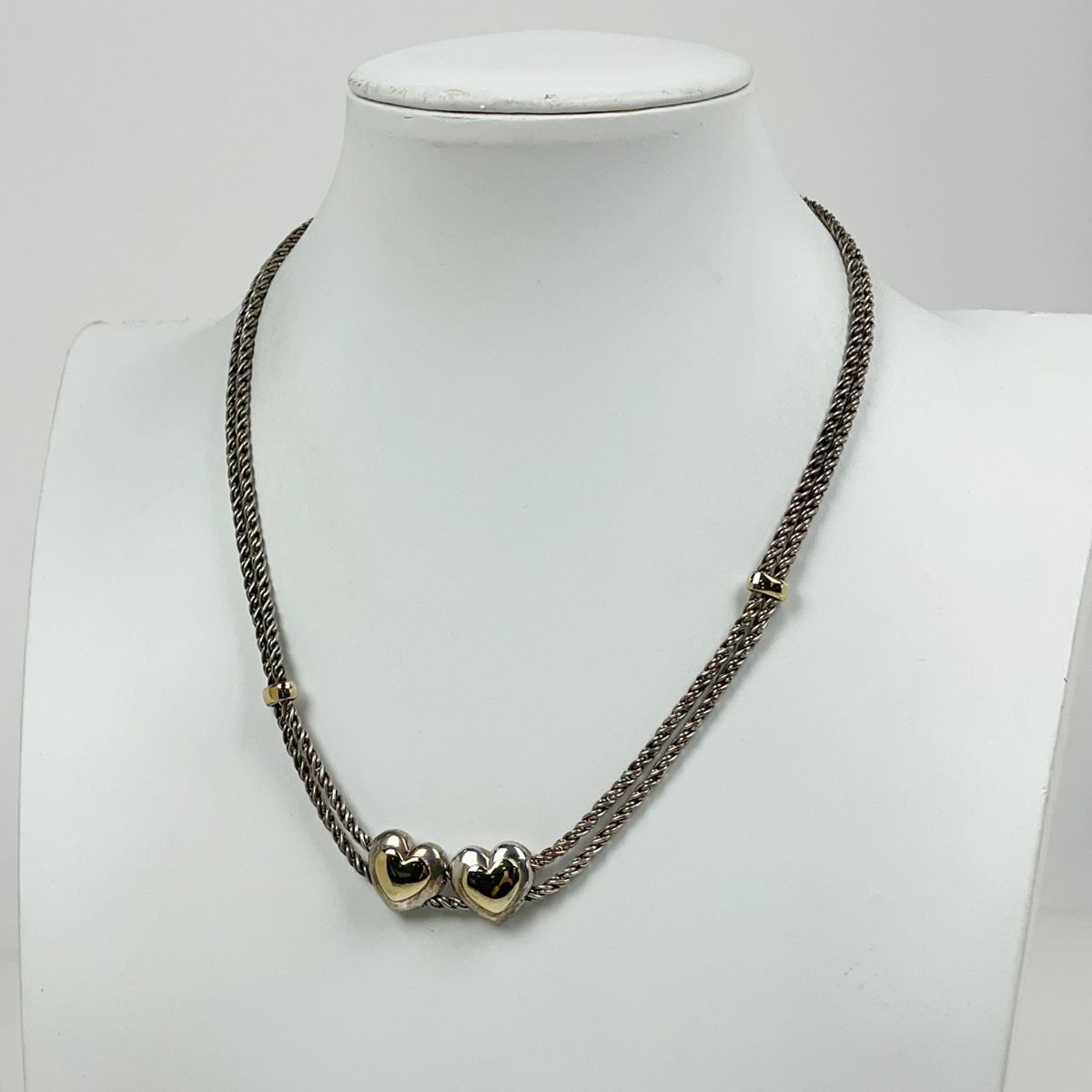 Tiffany & Co Necklace Double Rope Heart 925 Sterling Silver Gold — view 4