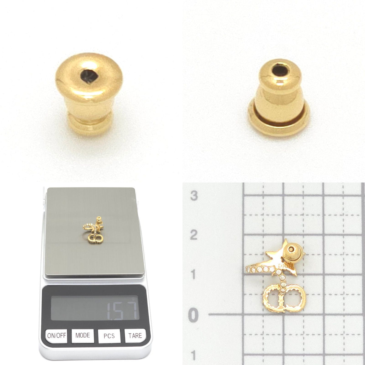 Dior Clair D Lune Single Earrings Left Ear Star Motif Crystal CD Signature Gold — view 7