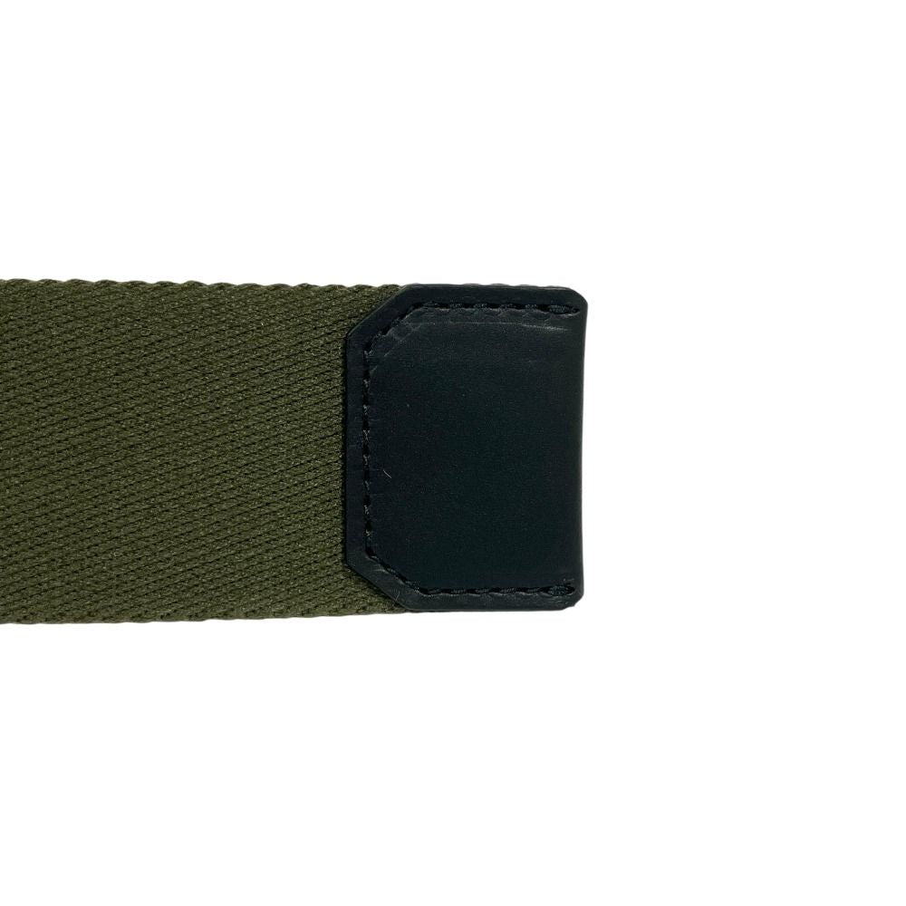 Bottega Veneta Webbing Ring Belt Double Canvas Leather M Khaki Black — view 5