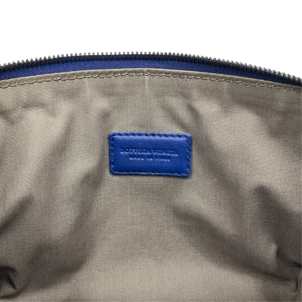 Bottega Veneta Intrecciato Lambskin Leather Pouch Case Double Zip Blue — view 7