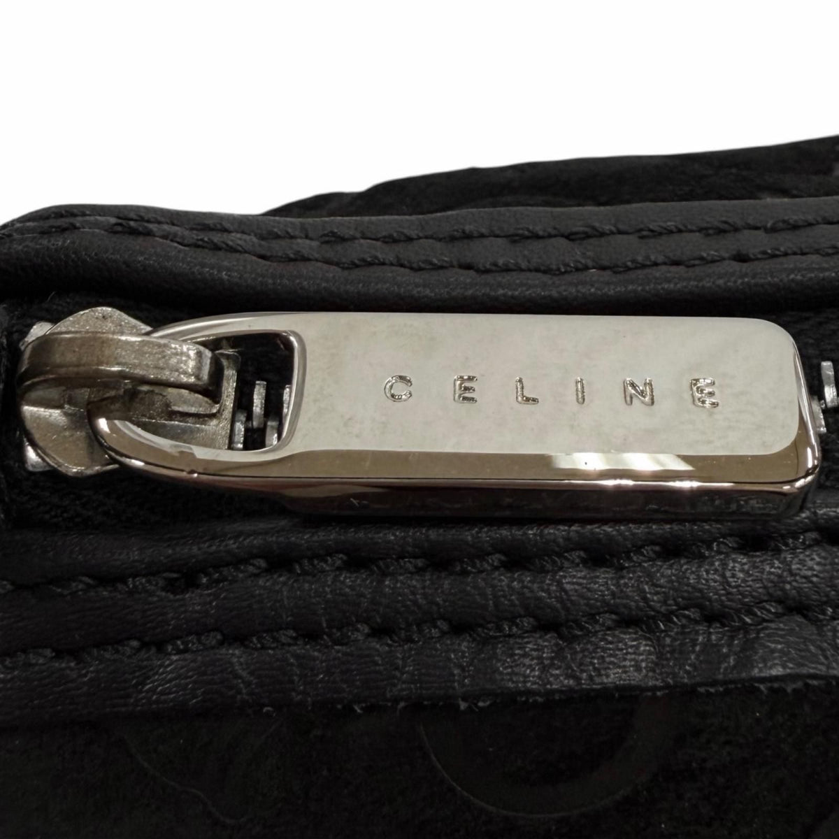 Celine Vintage Macadam Leather Suede Pouch Black — view 8