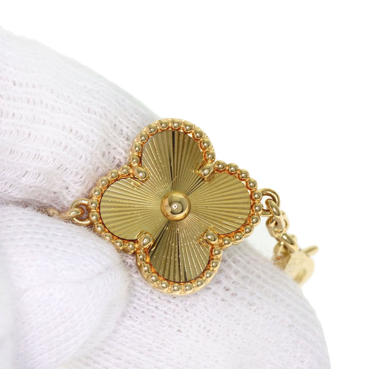 Van Cleef & Arpels Vintage Alhambra Guilloche Bracelet 18k Yellow Gold — view 8