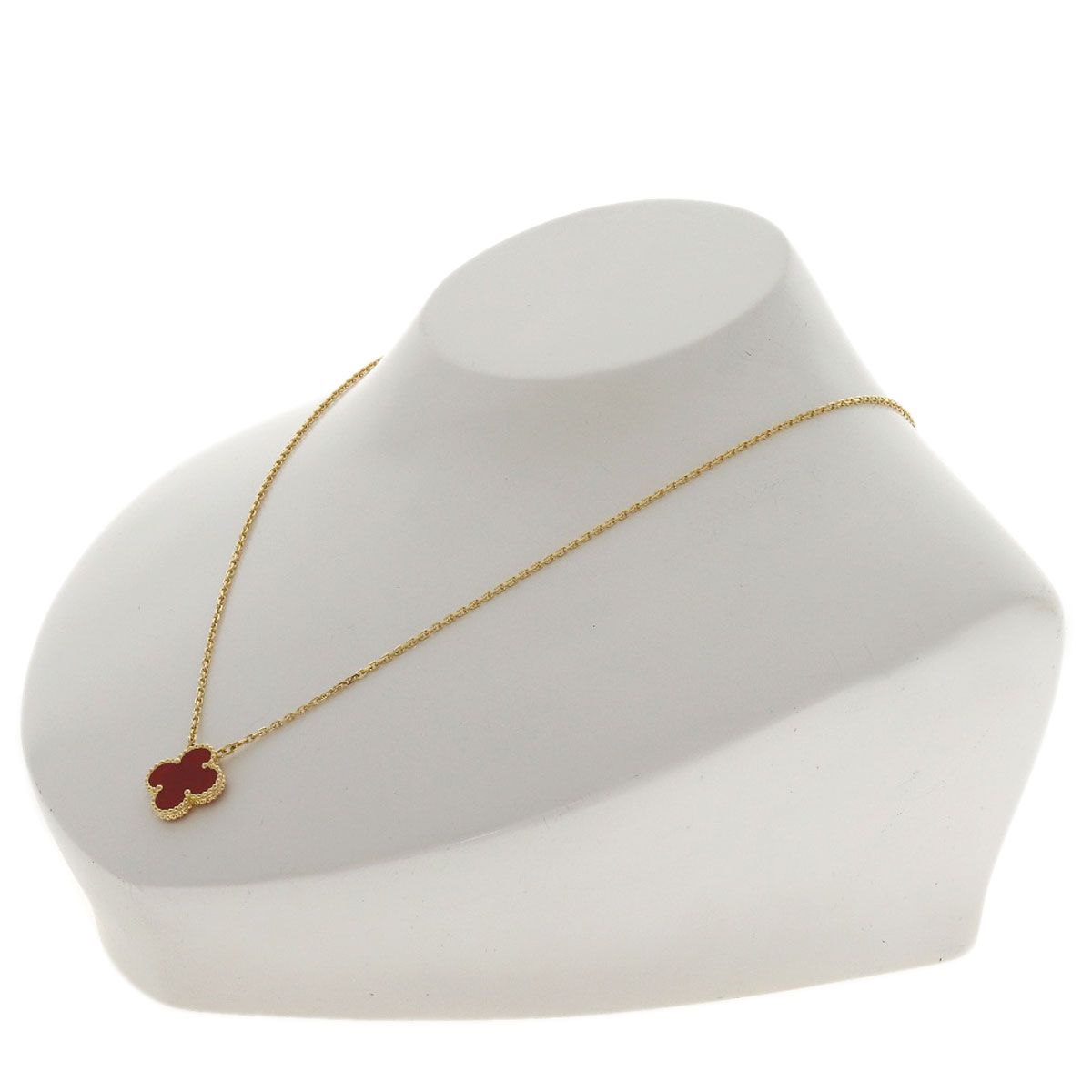 Van Cleef & Arpels Vintage Alhambra Carnelian Necklace 18k Yellow Gold — view 4
