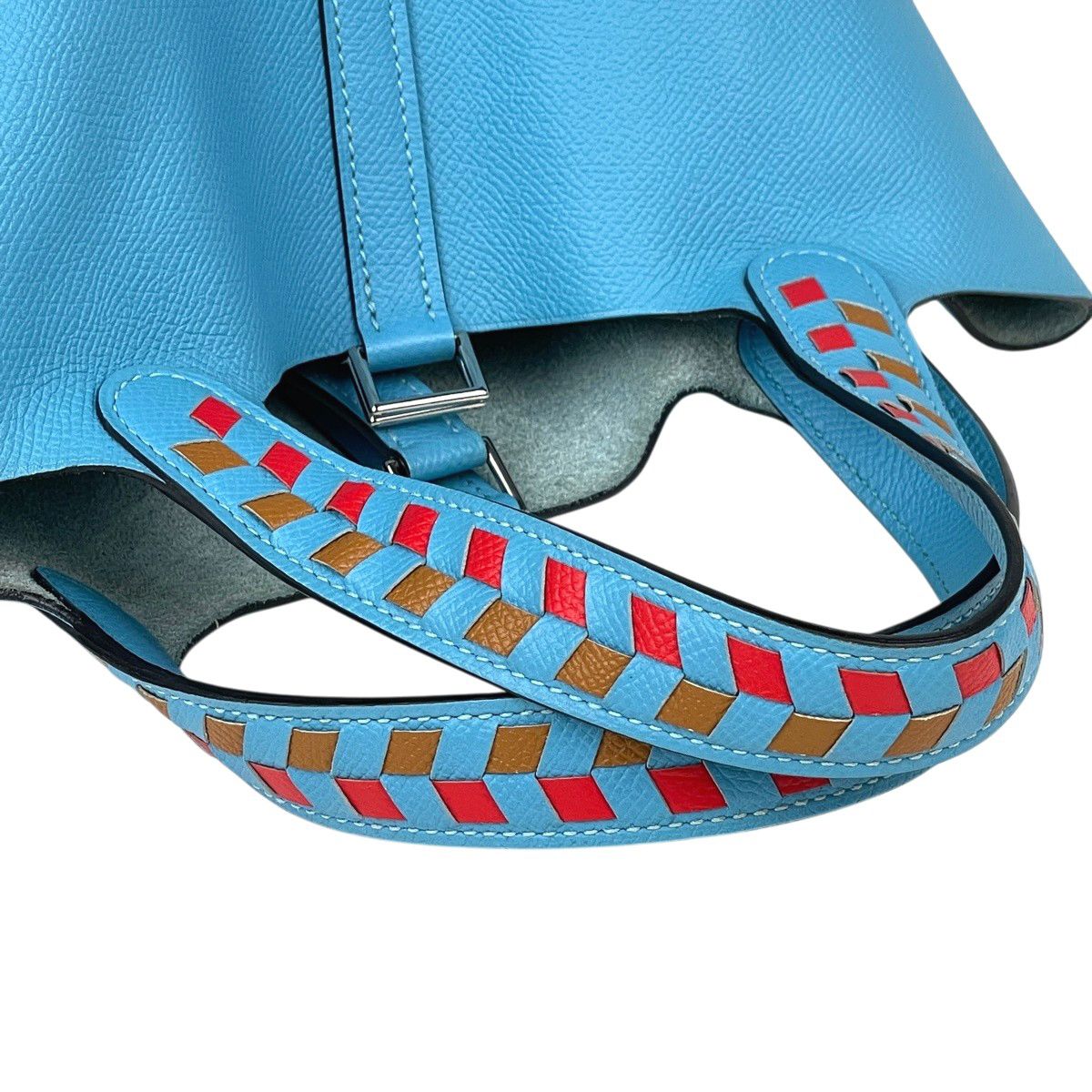 Hermes Picotin Lock PM Tresage Mini Bag Veau Epsom Blue Nord — view 8