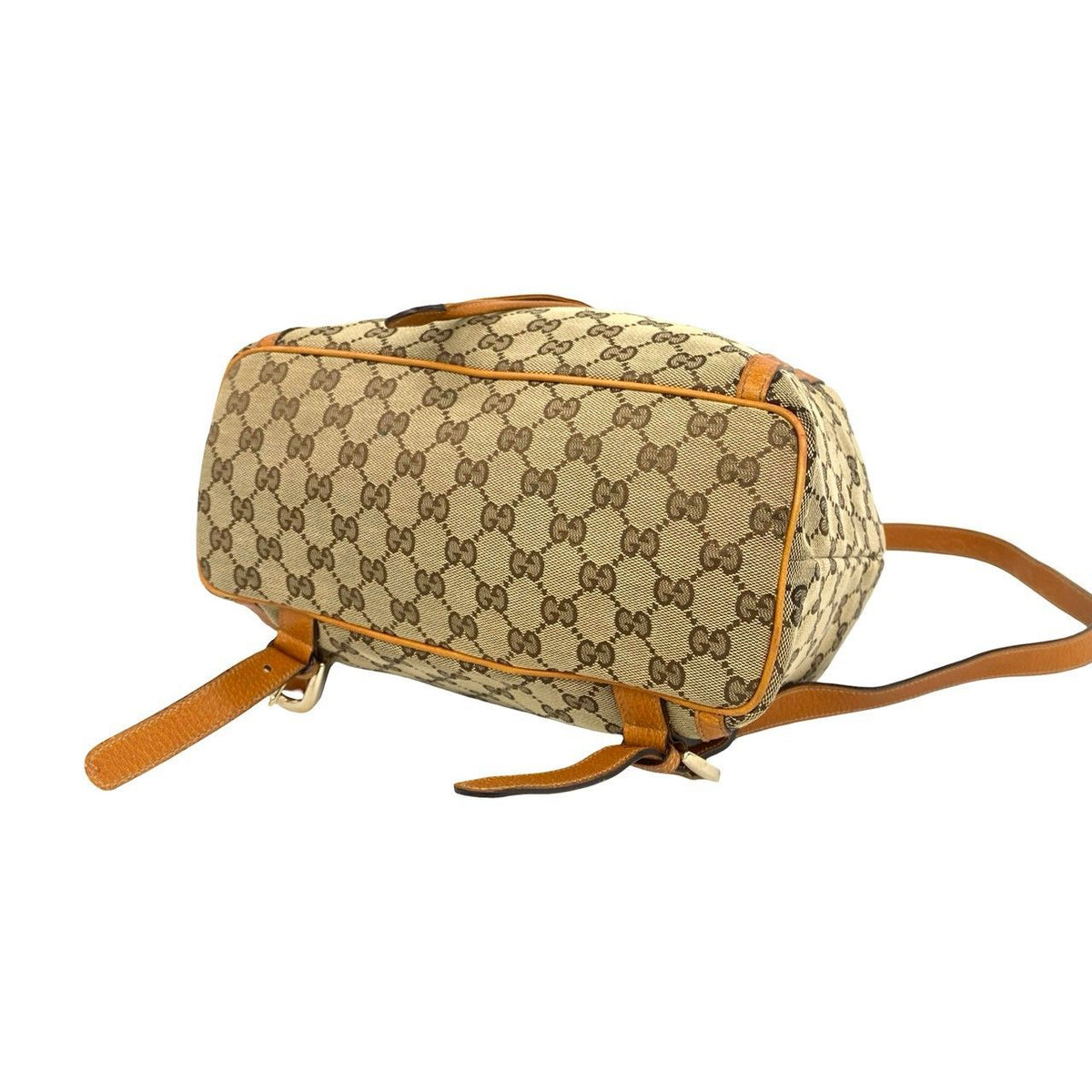 Gucci Vintage GG Pattern Logo Canvas Leather Backpack Brown — view 8