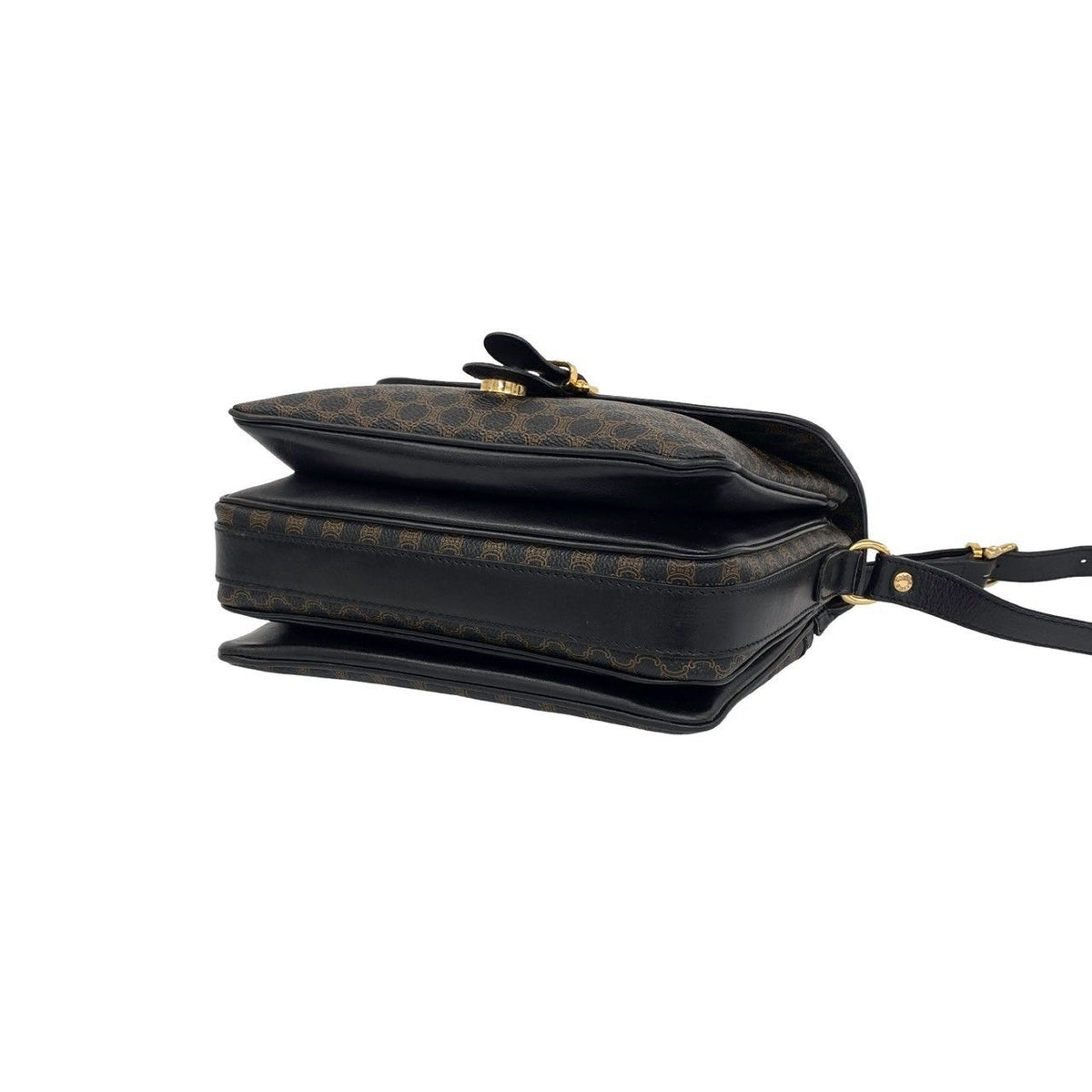 Celine Vintage Macadam Blason Pattern Triomphe Leather Shoulder Bag Pochette — view 8