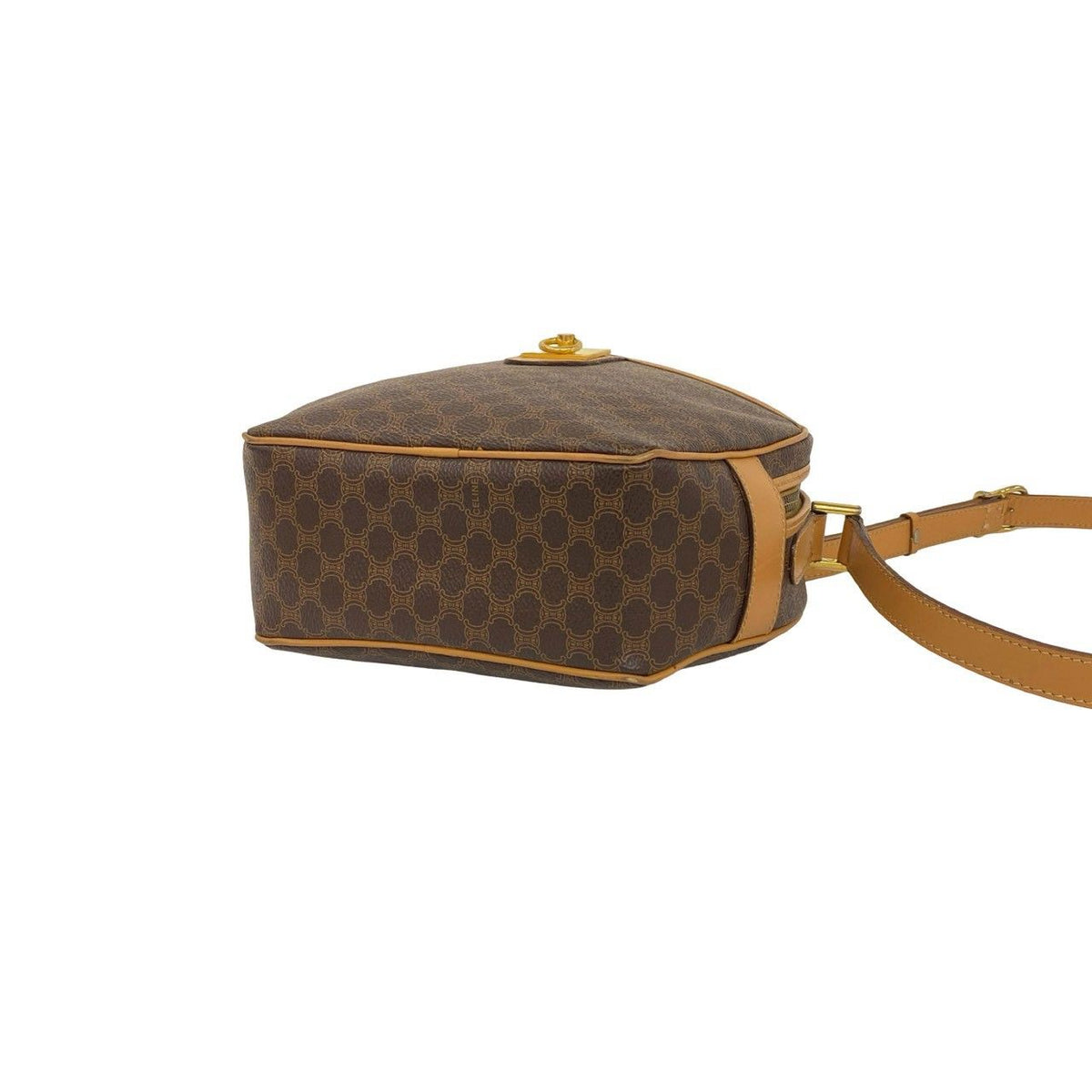 Celine Vintage Macadam Blason Pattern Triomphe Logo Ring Leather Shoulder Bag — view 8