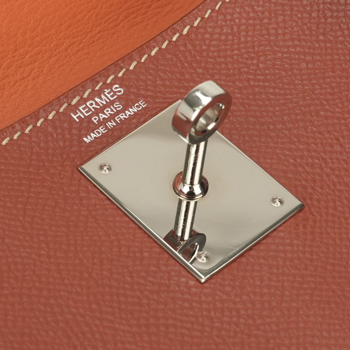 Hermes Kelly 28 Verso Tote Epsom Brick Brique Feu Red Orange Silver Handbag — view 8