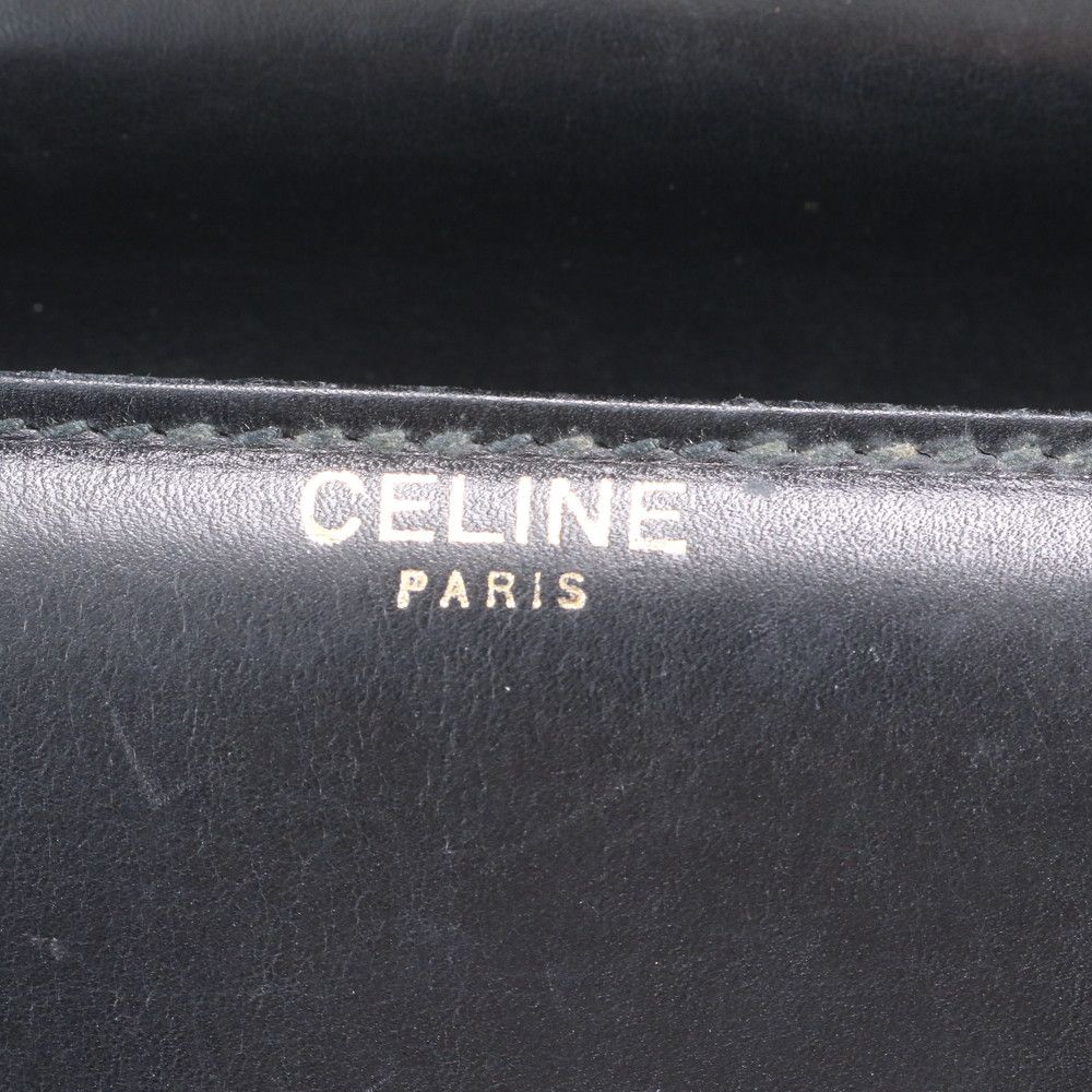 Celine Vintage Leather Handbag Tote One Handle Black — view 8