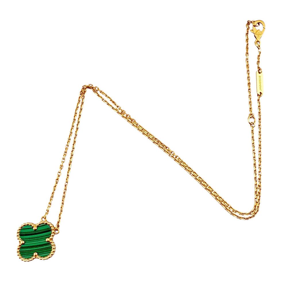 Van Cleef & Arpels Vintage Alhambra Necklace 18k Yellow Gold Malachite — view 8