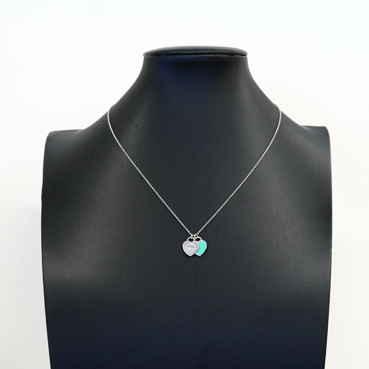 Tiffany & Co Necklace Double Return to Tiffany Heart 925 Sterling Silver Blue — view 7