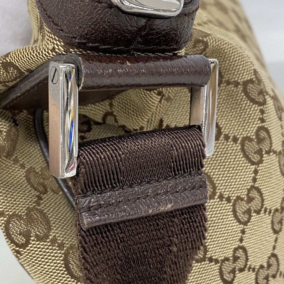 Gucci Shoulder Bag GG Canvas Beige Brown Silver — view 8