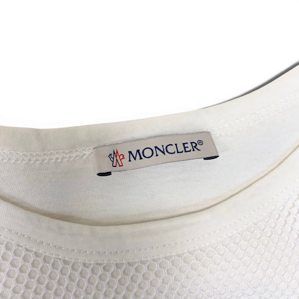 Moncler Mesh T-Shirt Logo Patch Layered Top White Polyester XS — view 8