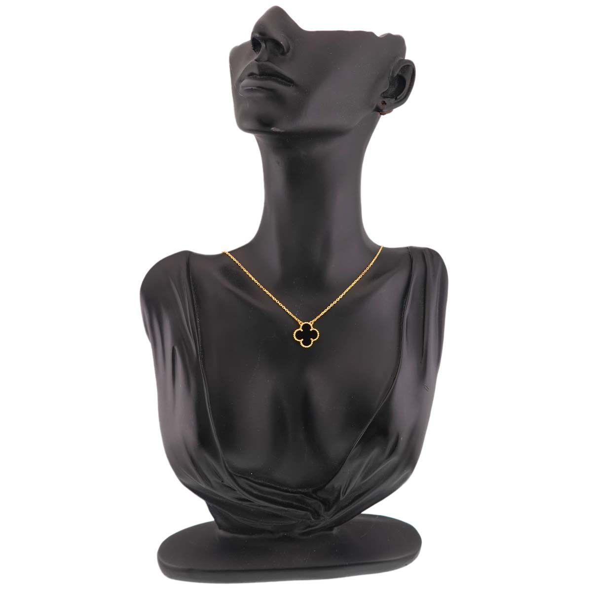 Van Cleef & Arpels Vintage Alhambra Onyx Necklace 42 18k Yellow Gold — view 7