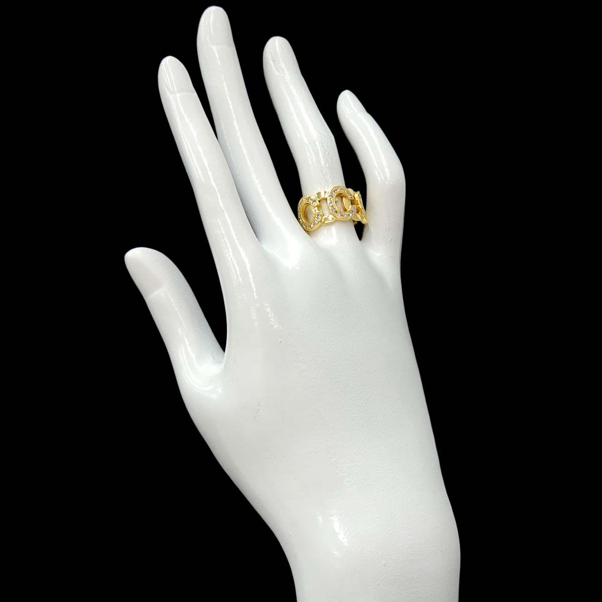 Celine Ring Diamond Ruby 18k Yellow Gold 750 C Logo — view 8