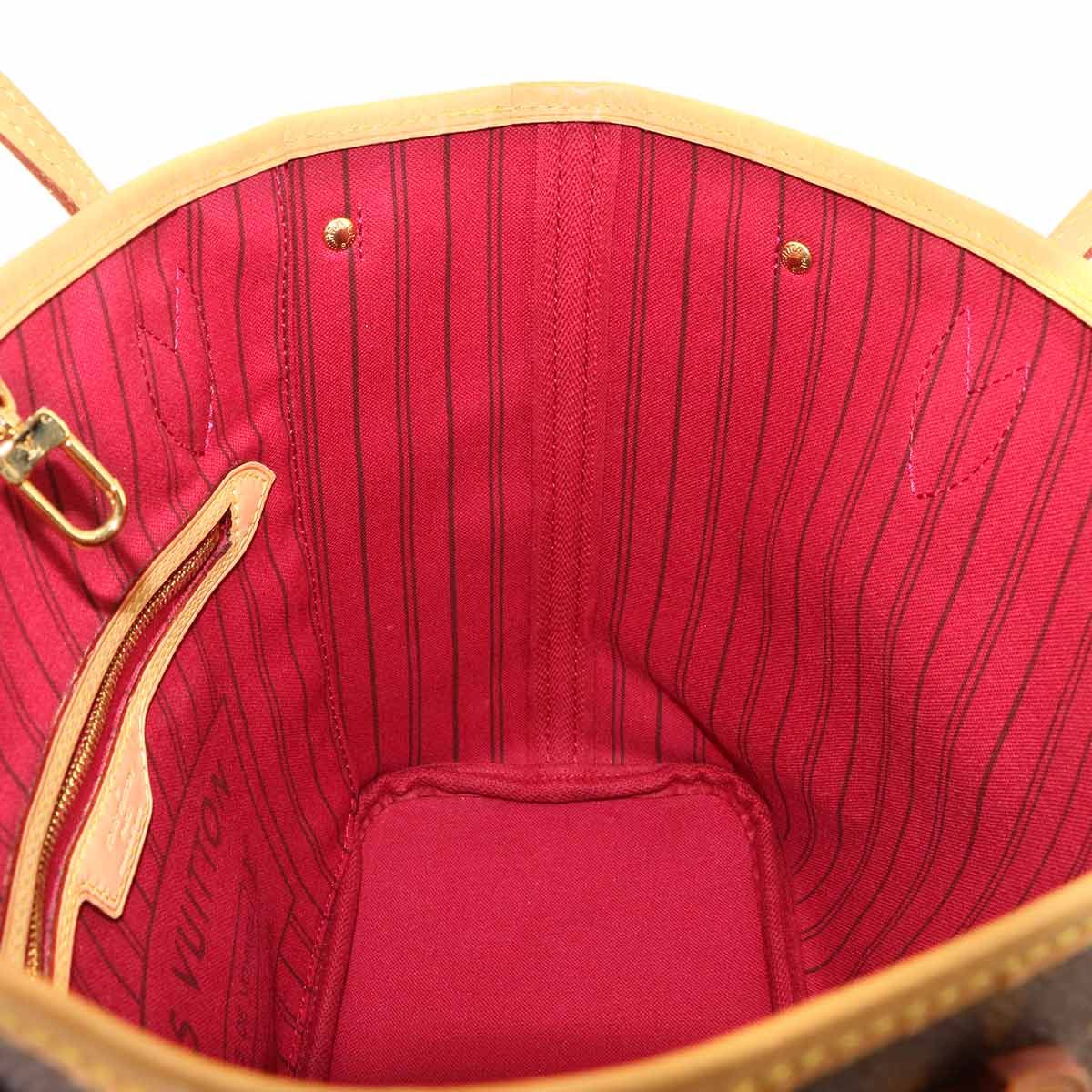 Louis Vuitton Monogram Neverfull PM Tote Bag Brown Fuchsia — view 8