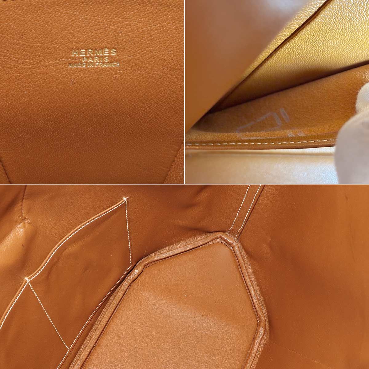 Hermes Il de Bowe Hand Bag Pigskin Brown Vintage Gold — view 8