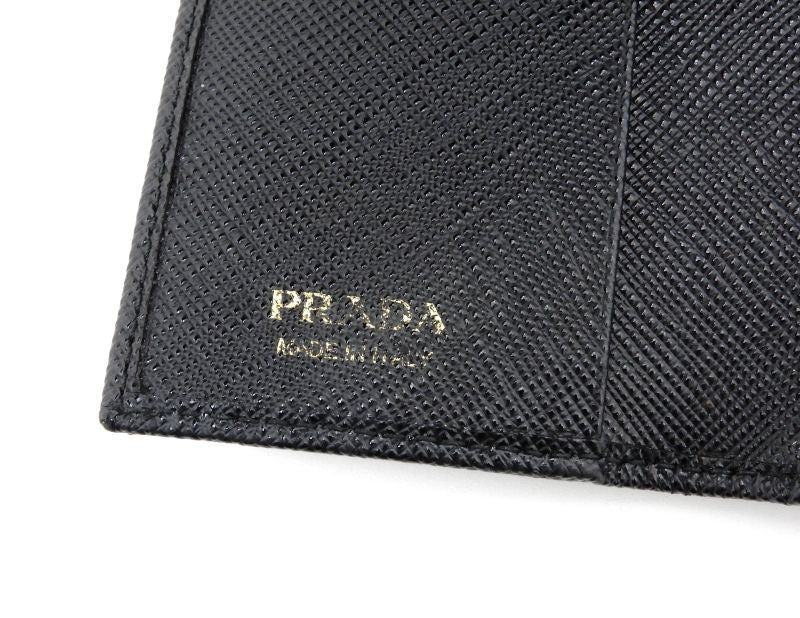 Prada Saffiano Key Case Leather Black Gold Key Holder — view 7