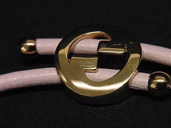 Gucci Bracelet Lacquer Finish Round Interlocking G Pink Gold Leather Metal — view 5