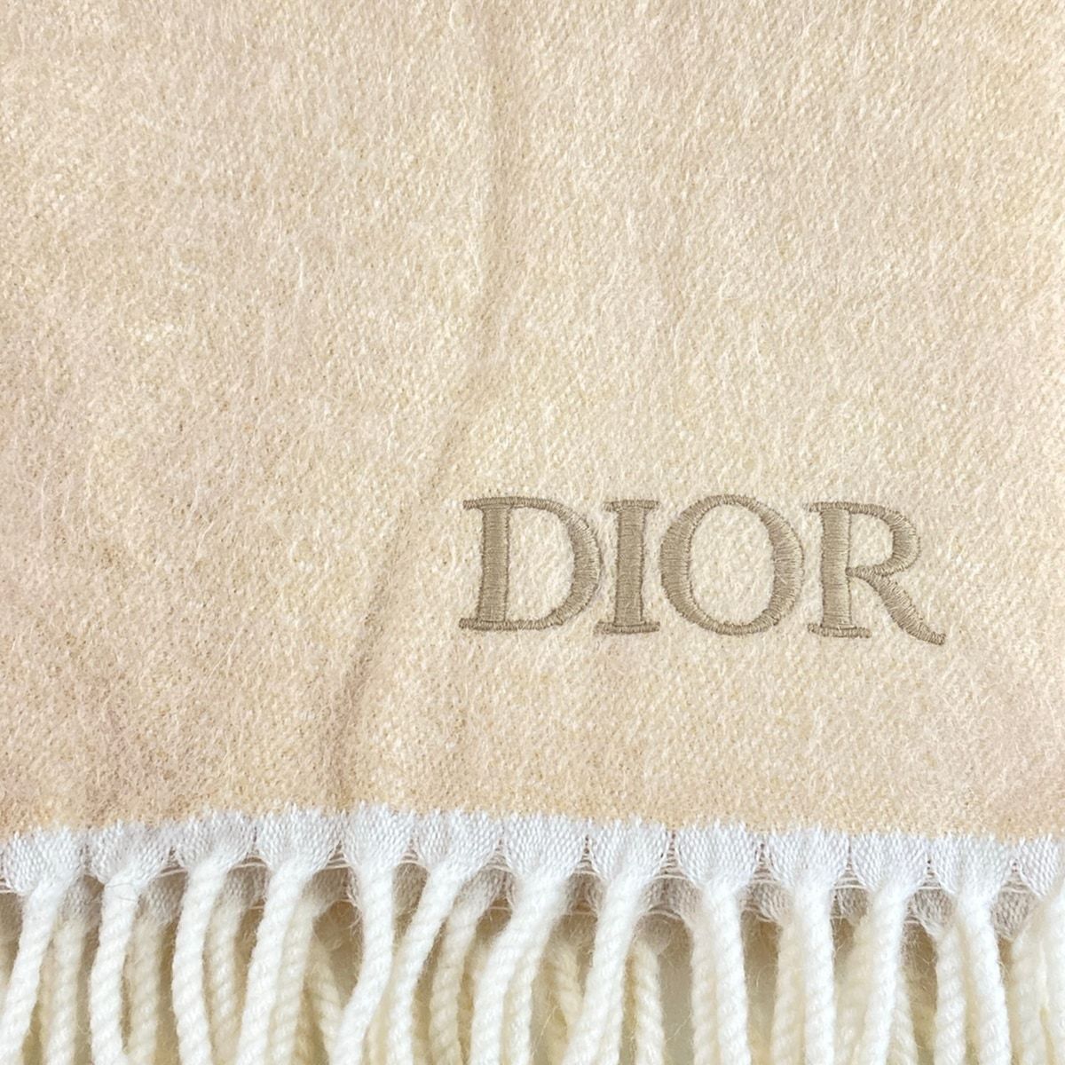 Dior Shawl Beige Ivory Light Brown Wool Alpaca Scarf — view 4