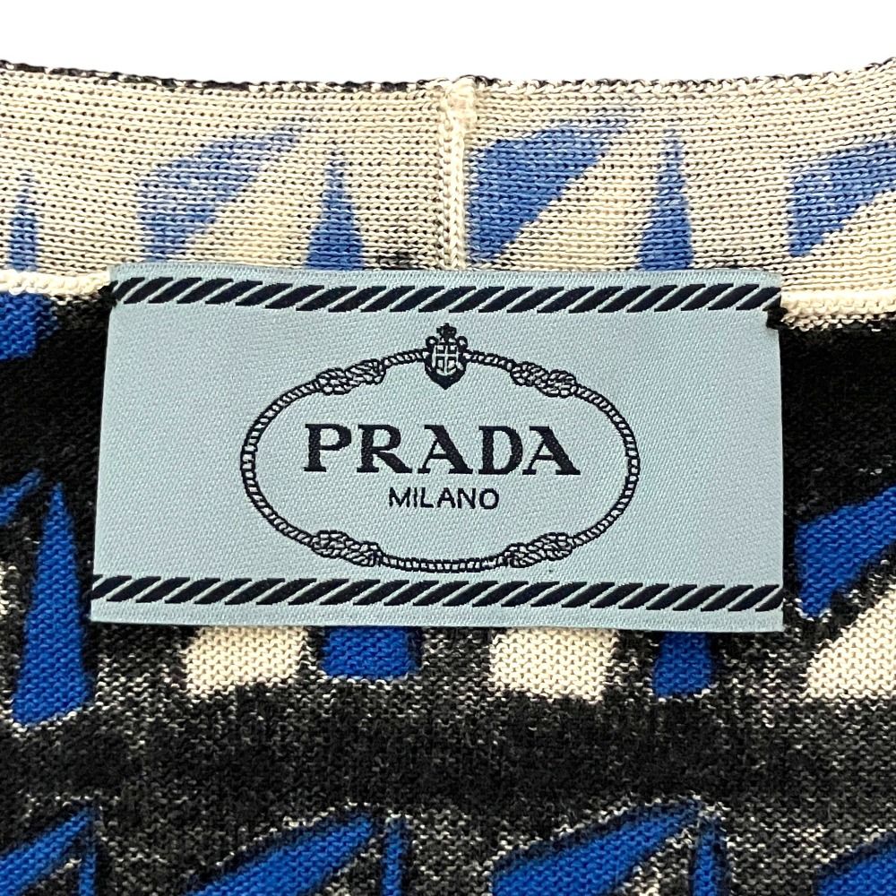 Prada Geometric Knit Cardigan Black Blue White — view 6