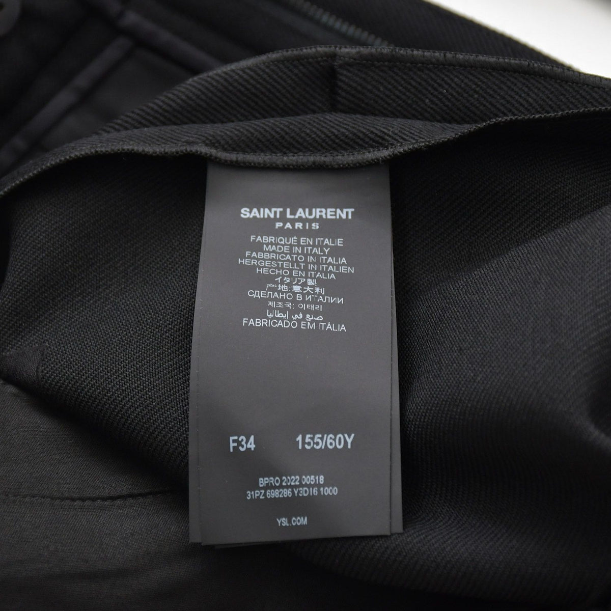 Saint Laurent High Waist Wool Gabardine Trousers Black Tailored Pants — view 8