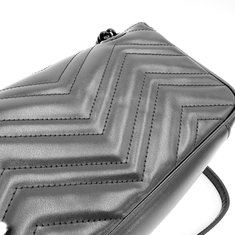 Gucci Shoulder Bag GG Marmont Small Chevron Leather Black — view 8