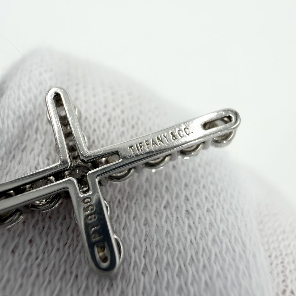 Tiffany & Co Necklace Cross Pendant Small Platinum Diamond — view 8