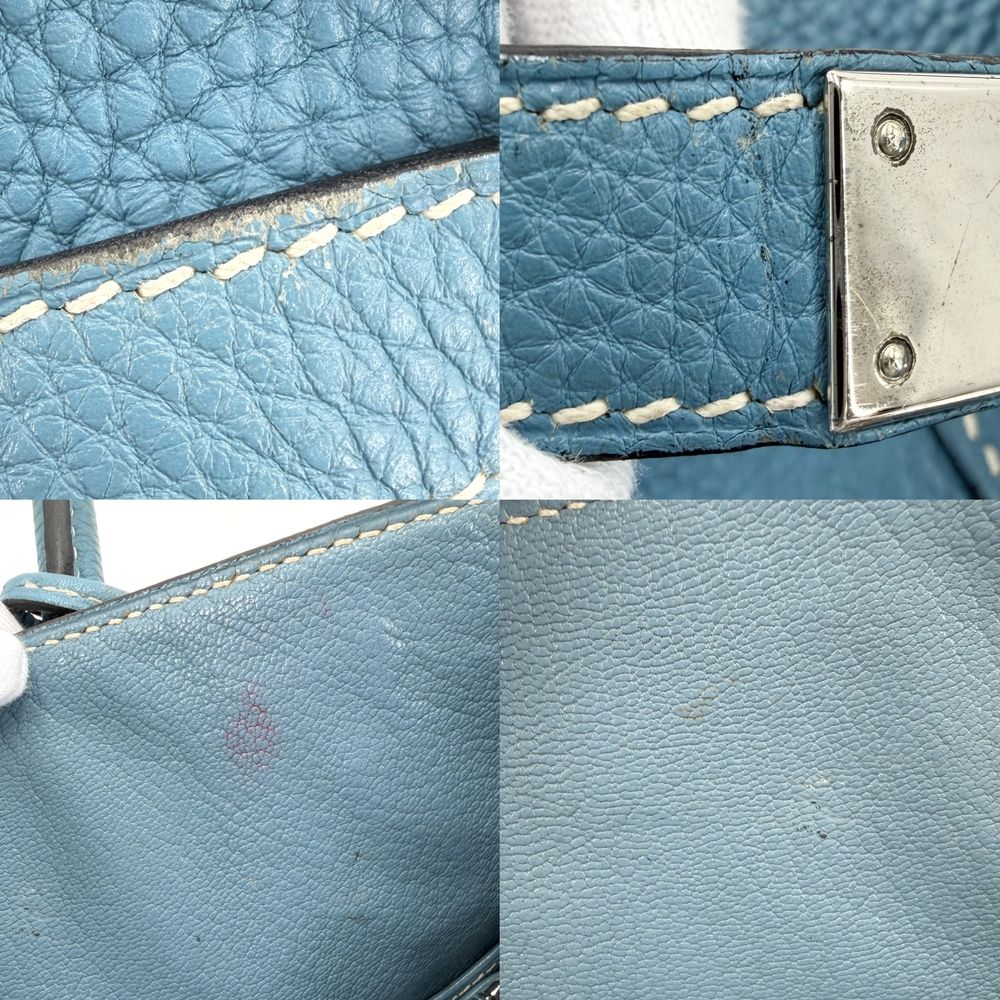 Hermes Handbag Birkin 30 Retourne Leather Blue Silver — view 8