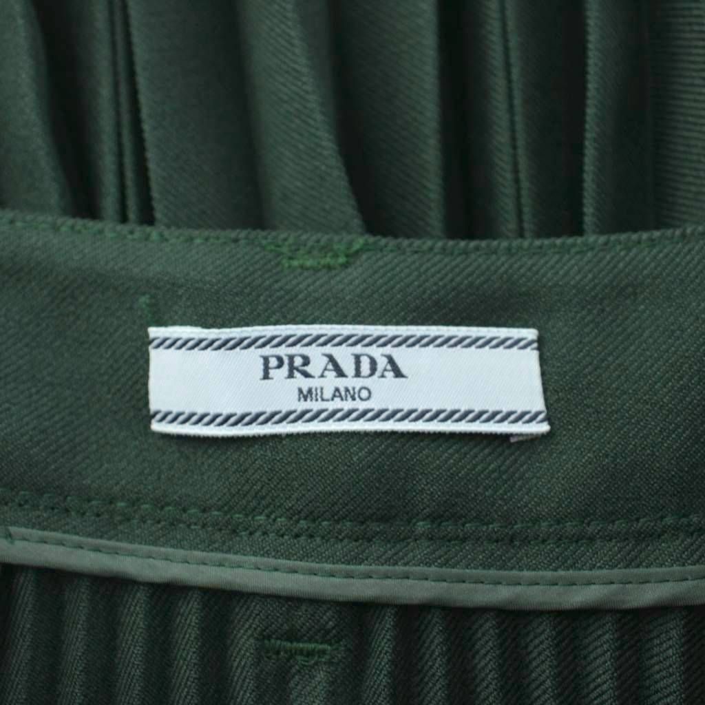 Prada Pleated Skirt Knee-Length Green 36 — view 6