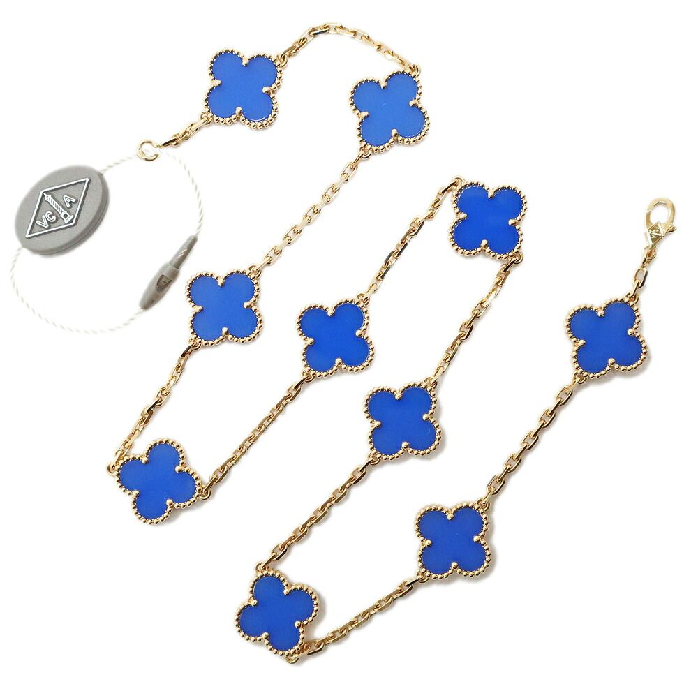 Van Cleef & Arpels Vintage Alhambra Necklace 750 Blue Agate — view 8