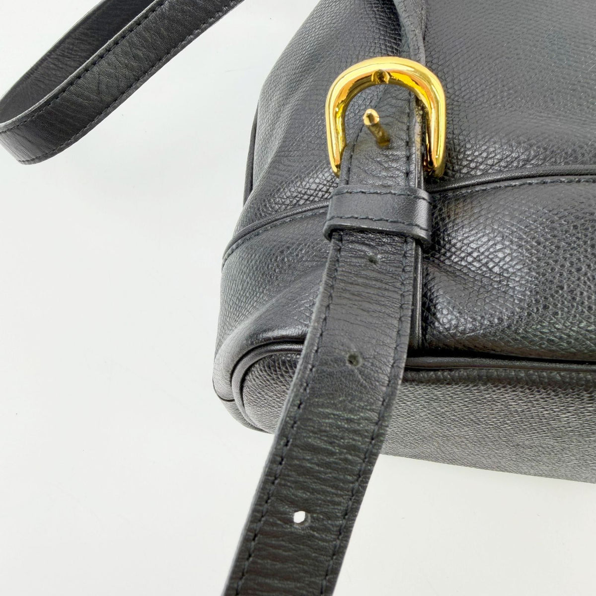 Versace Gianni Sunburst Chain Handle Drawstring Backpack Leather Black Gold — view 8