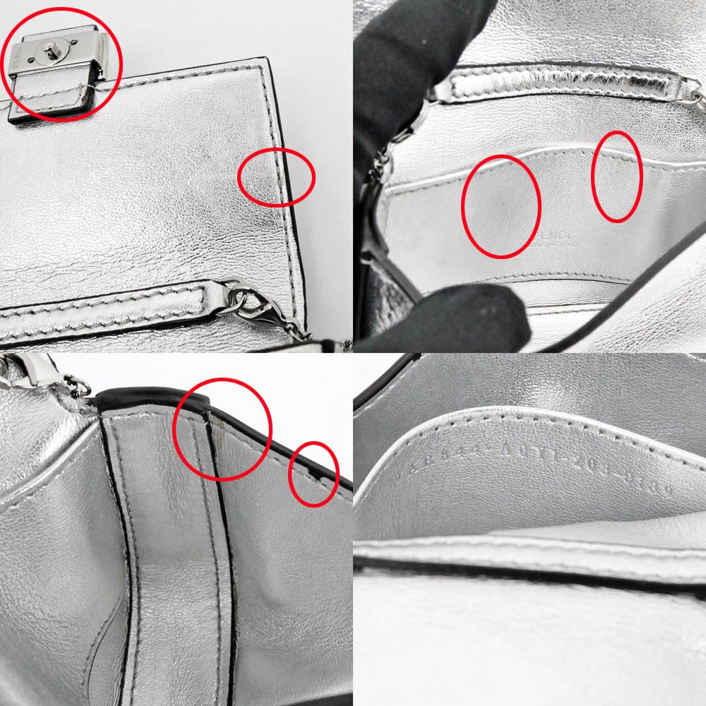 Fendi Nano Bucket Charm Mini Shoulder Bag Silver Pouch 2-Way Chain — view 8