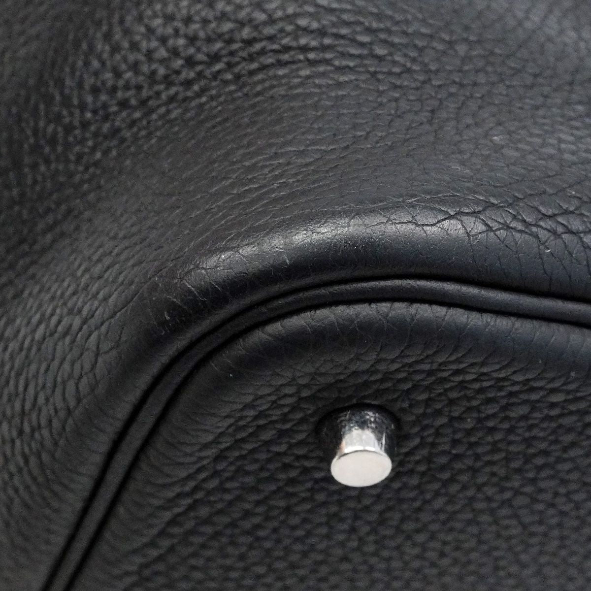 Hermes Handbag Picotin Lock MM Taurillon Clemence Black Silver — view 8