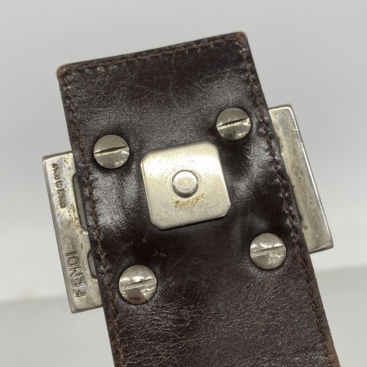 Fendi Shoulder Bag Zucca Nylon Canvas Brown Silver — view 8