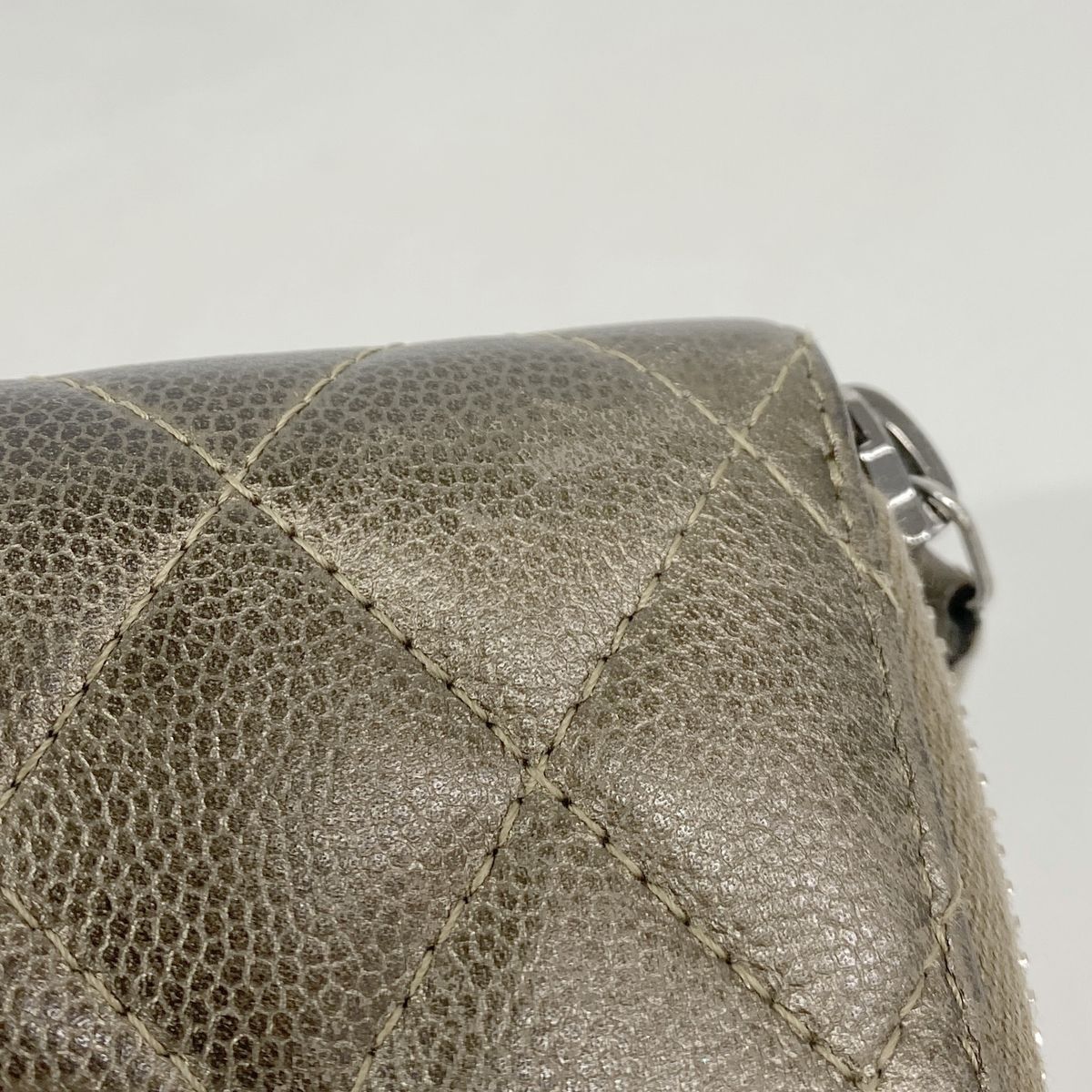 Chanel Coin Purse Quilted Caviar Leather Brown Silver — view 8