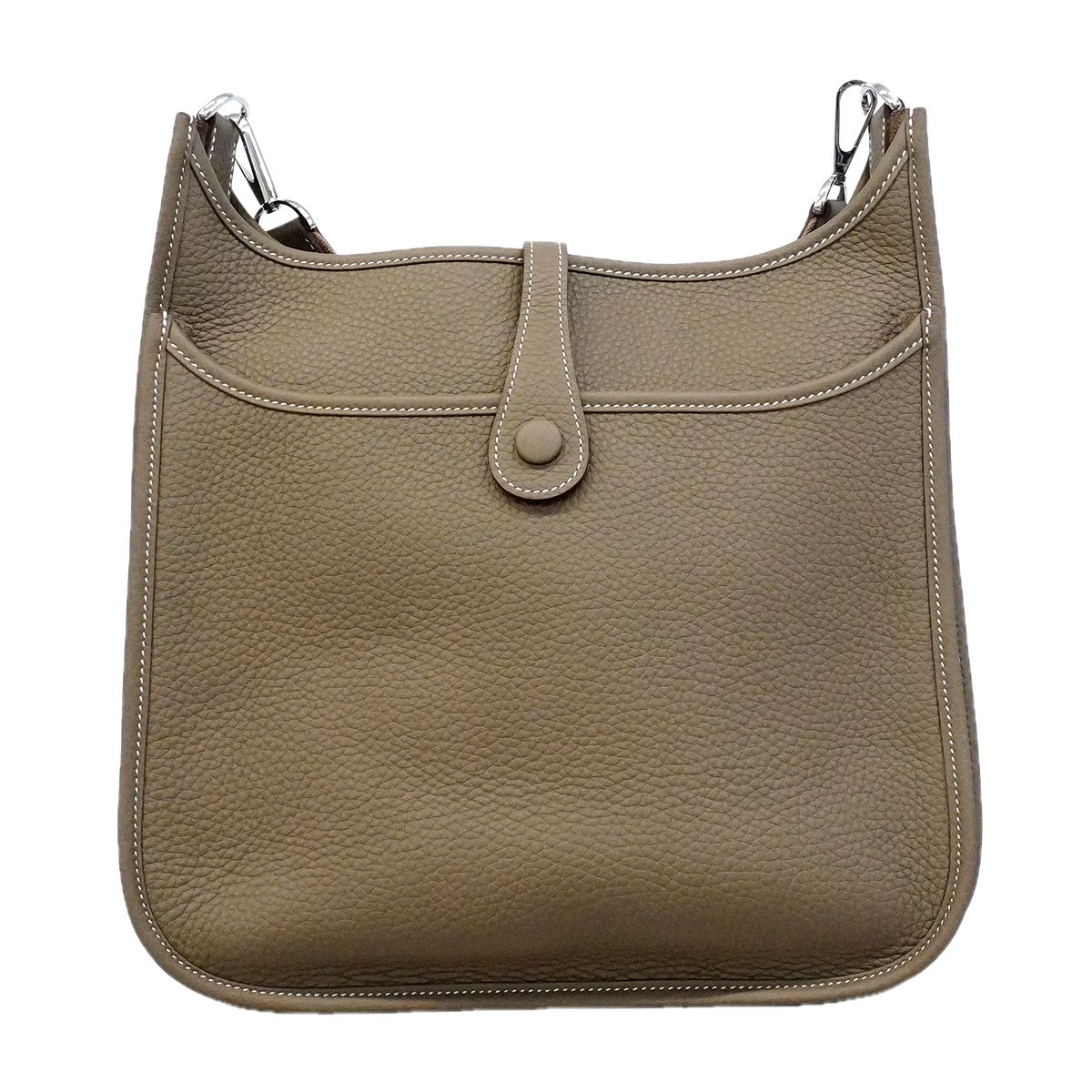 Hermes Shoulder Bag Evelyne Taurillon Clemence Etoupe Silver — view 6
