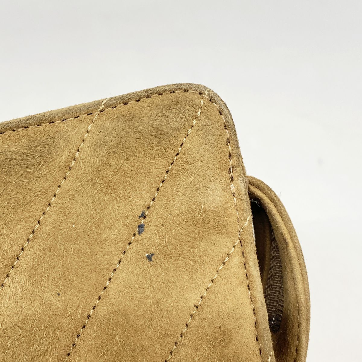 Chanel Shoulder Bag V-stitch Suede Brown Gold — view 8